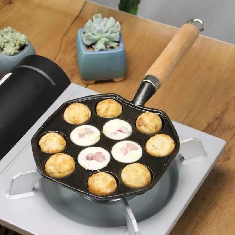 Takoyaki Pan Cast - Pişirme Takoyaki Pan 14 delik hediye