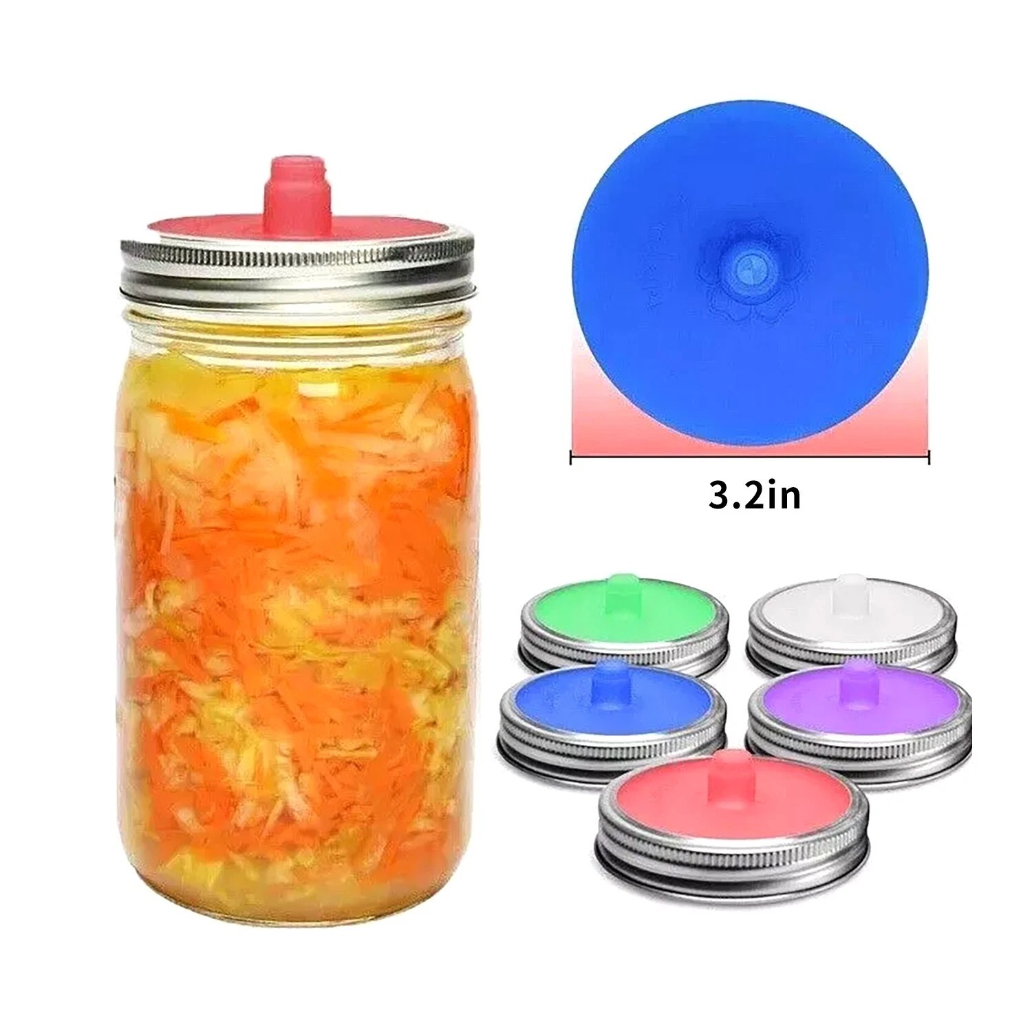Fermentation Crock - 5 adet silikon fermantasyon kapağı, susuz