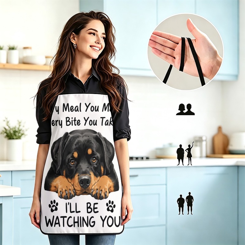 Home Cooking By Food - 1PC【Apron】2DFlat efekti, Eğlenceli Rottweiler Baskısı, Dayanıklı,