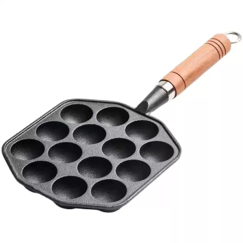 Takoyaki Pan Cast - Dökme Demir Yapışmaz Yumurta Tavası (Kaplamasız),