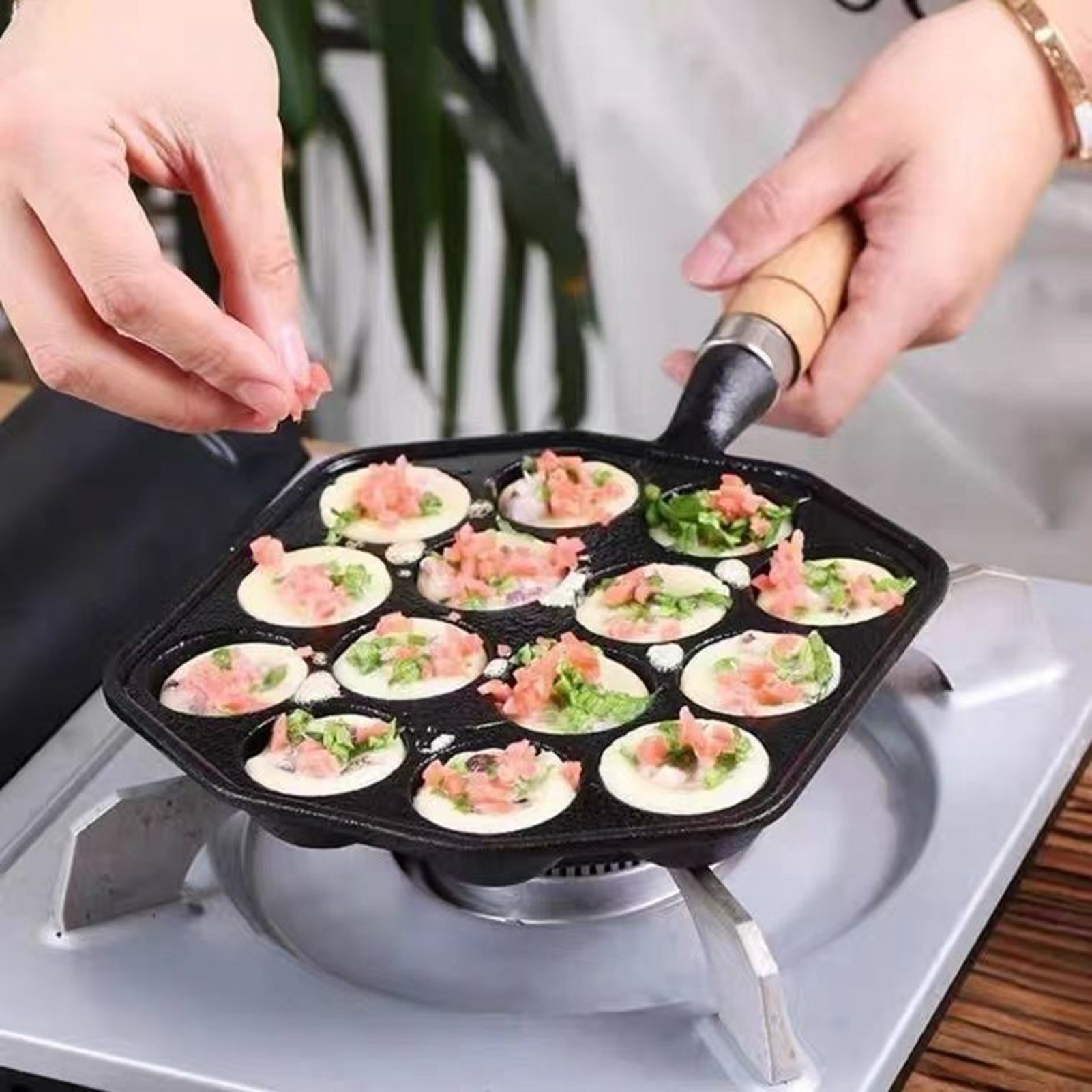 Takoyaki Pan Cast - Ahtapot Köfte Kalıp Makinesi Temizlemesi Kolay
