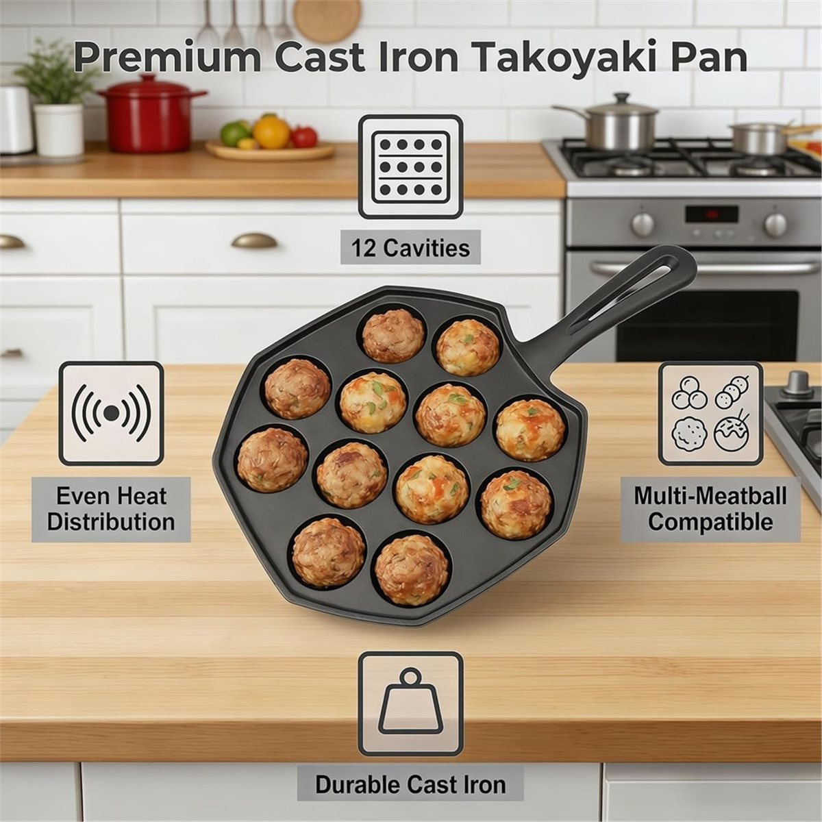 Dökme Demir Takoyaki Tavası 12 - Takoyaki Pan Cast incelemesi ve fiyatı